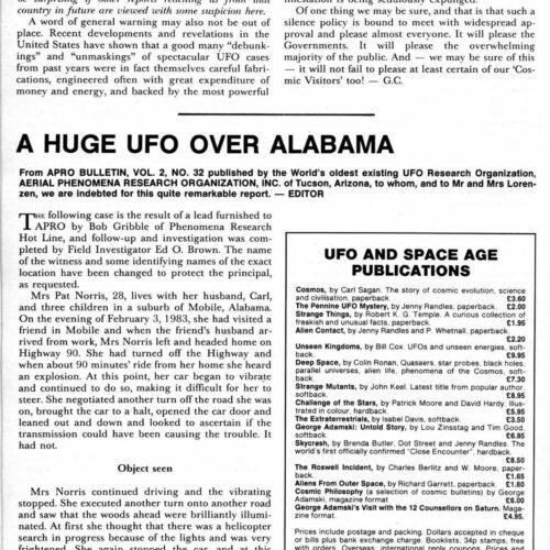 Huge UFO 1983,Alabama,FSR1984V30N2 - Imagen 1