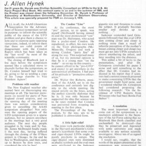 Hynek,AAAS 1969 Symposium Comment,FSR70V16N2