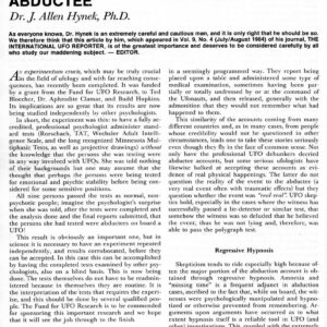 Hynek,Abductees are normal people,FSR85V30N3
