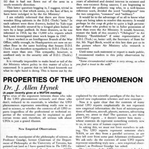 Hynek,Properties UFO Phenomenon,FSR84V29N5