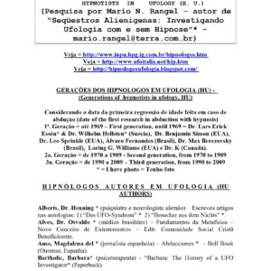 Hypnologists in Ufology,M.N.Rangel