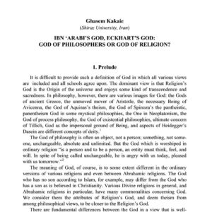 Ibn Arabi-Eckhart God,G.Kakaie