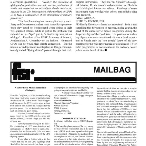 Jamaludin,UFOs and Earthquakes,FSR1994V39N4 - Imagen 1