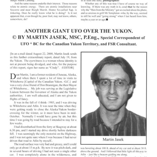 Jasek,Giant UFO 1985,Yukon,Canada,FSR2001V46N2 - Imagen 1