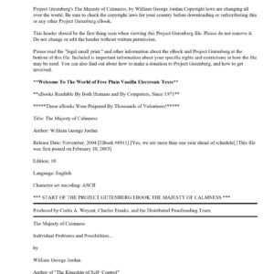 Jordan,George,Majesty of calmness