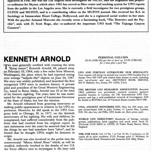 Keel,Kenneth Arnold death,1984,FSR84V30N1 - Imagen 1