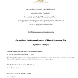 Kempis,Thomas,Chronicle of the canons