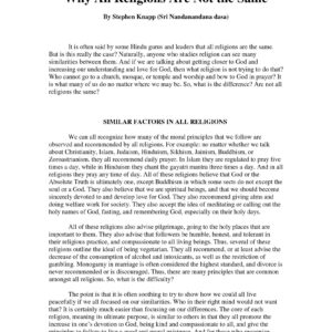 Knapp,Why all religions are not the same