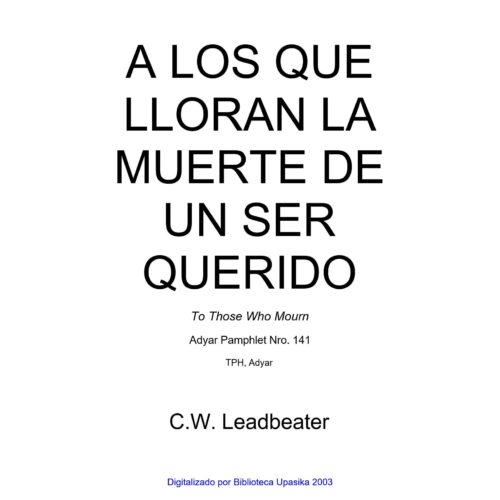 Leadbeater,Llorar a un ser querido - Imagen 1