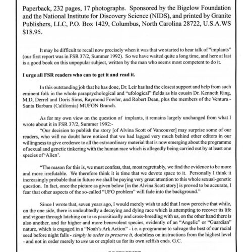 Leir,Aliens and Scalpel,Implants,G.Creighton,FSR1999V44N4 - Imagen 1
