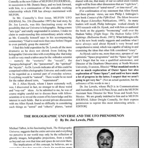 Lewels,UFOs and Holographic Universe,FSR1998V43N4 - Imagen 1