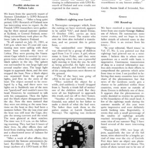 Lied,UFO 1981,Norwegian Children,Finland,FSR82V28N1