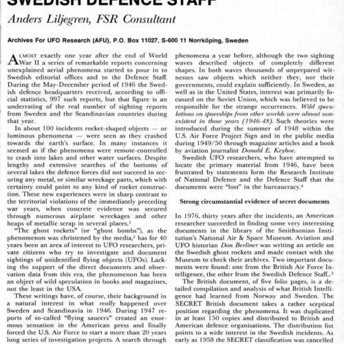 Liljegren,Ghost Rockets 1946,Sweden,FSR86V32N1 - Imagen 1