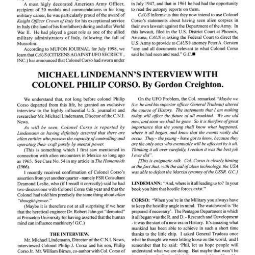 Lindemann,Interview Colonel Corso,FSR1998V43N3 - Imagen 1