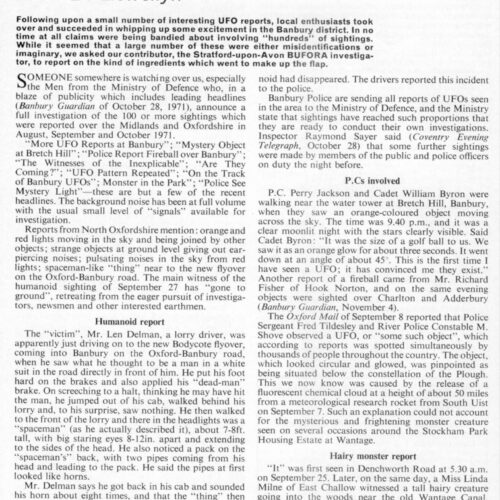 Llewellyn,Bigfoot and UFO 1971,Banbury,FSR72V18N1 - Imagen 1