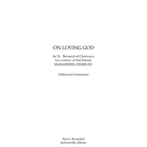 Loving God,St.Bernard Clairvaux