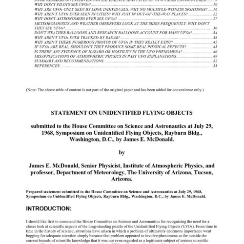 MacDonald,Statement on UFOs - Imagen 1