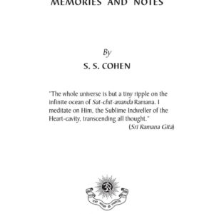 Maharshi,Memories and notes,S.S.Cohen