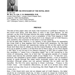 Manasseh,C.R.,Mysticism of the Royal Arch