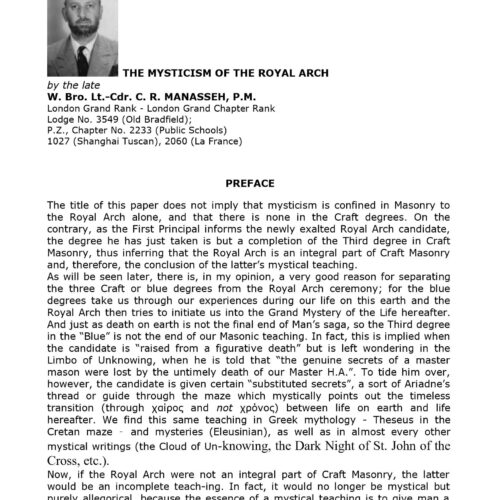 Manasseh,C.R.,Mysticism of the Royal Arch - Imagen 1