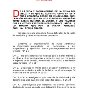 Maria de Agreda,Mistica Ciudad de Dios,Indice general