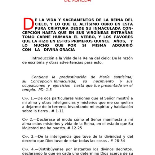 Maria de Agreda,Mistica Ciudad de Dios,Indice general - Imagen 1