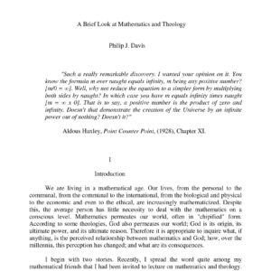 Mathematics and theology,Philip J.Davis