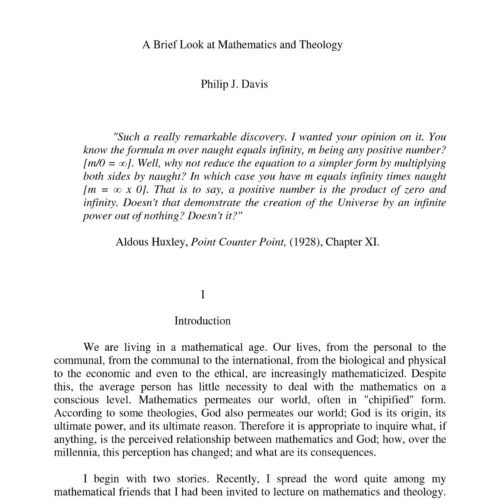 Mathematics and theology,Philip J.Davis - Imagen 1