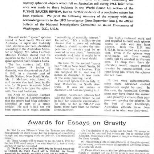 Metal spheres fell on Australia,1963,FSR64V10N1 - Imagen 1