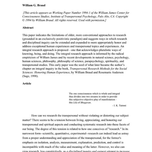 Methodology Transpersonal Studies,Braud - Imagen 1