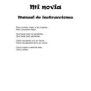 Mi novia. Manuel de instrucciones