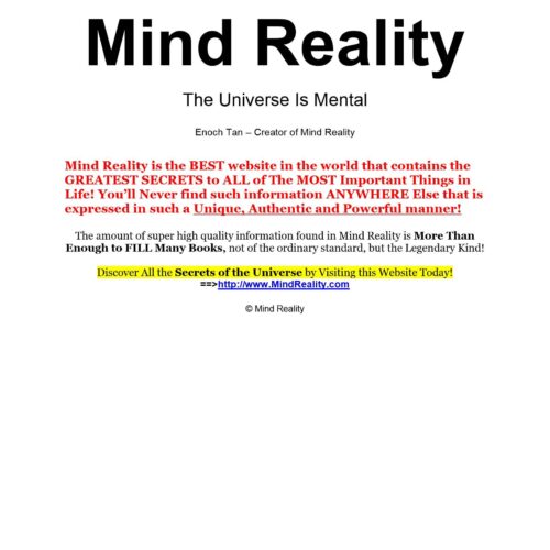 Mind Reality,The universe is mental,Enoch Tan - Imagen 1
