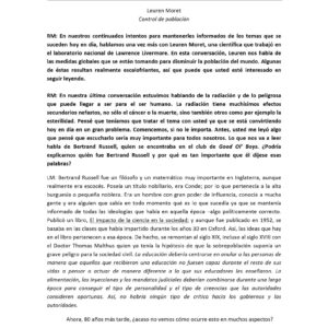 Moret,Lauren,Control de Poblacion