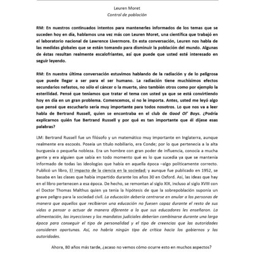 Moret,Lauren,Control de Poblacion - Imagen 1