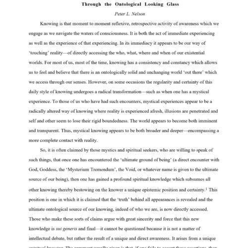 Mystical Experience and Radical Deconstruction,P.L.Nelson - Imagen 1