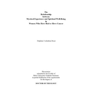 Mystical experience and spiritual well-being,D.C.Rossi