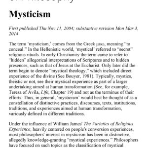 Mysticism Stanford Encyclopedia of Philosophy