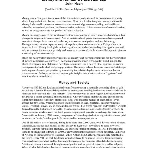 Nash,Money and Human Consciousness - Imagen 1
