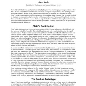 Nash,Plato,a Forerunner