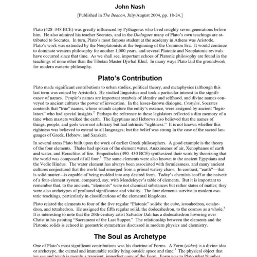 Nash,Plato,a Forerunner - Imagen 1