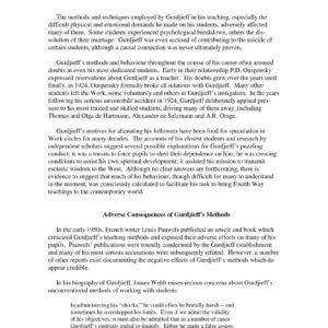 Negative effects on students of Gurdjieff methods