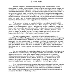 Nevins,Shawn,Isolation