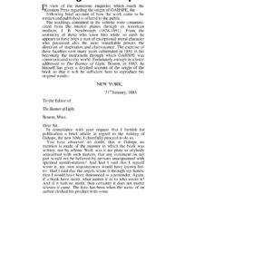 Newbrough,Oahspe,Origin of the book 1883