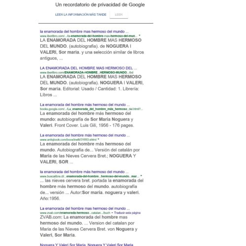 Noguera y Valeri,Sor Maria,La enamorada del hombre mas hermoso del mundo - Imagen 1