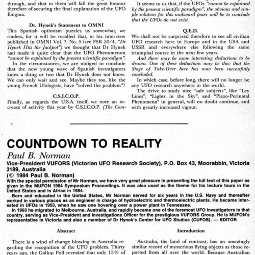 Norman,UFOs in Australia,FSR1986V31N2 - Imagen 1