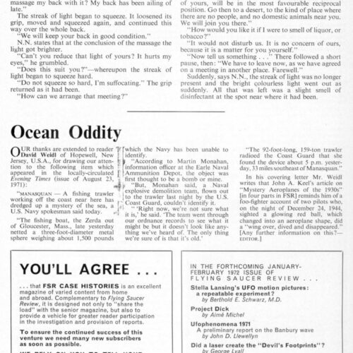 Ocean UFO 1971,Mass.,USA,FSR-CH 1971 N 8 - Imagen 1