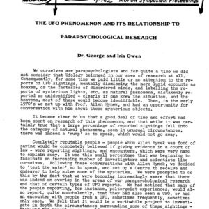 Owen,UFOs and Parapsychology