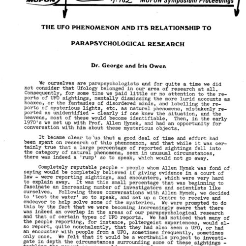 Owen,UFOs and Parapsychology - Imagen 1
