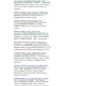 Parra,Gregorio,Metafisica,teodicea y ciencia