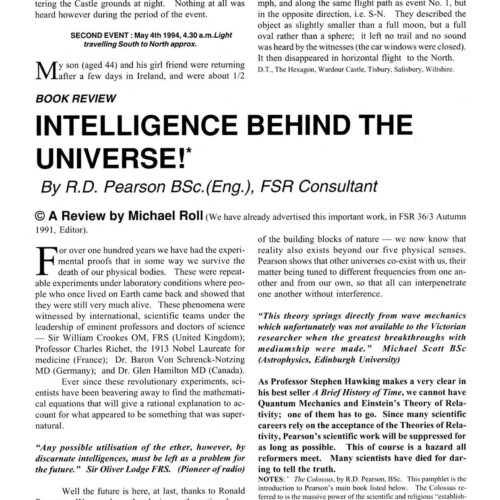 Pearson,Intelligence behind the universe,M.Roll,FSR94V39N4 - Imagen 1